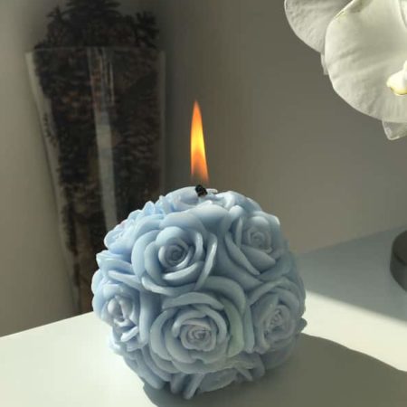 Bougie décorative fleur bleu clair