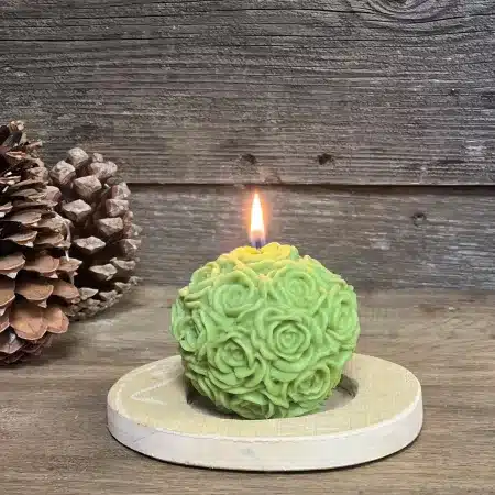 Bougie décorative fleur vert olive – Bougie artisanale