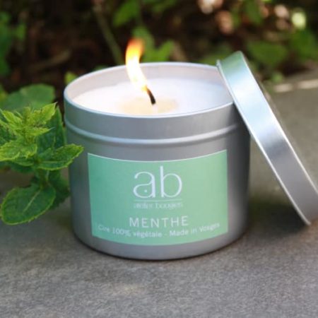 Bougie artisanale parfumée Menthe – Cire végétale
