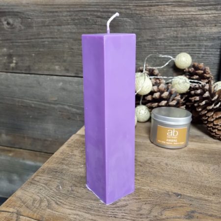 Bougie pilier cubique cire végétale colorée - Mauve