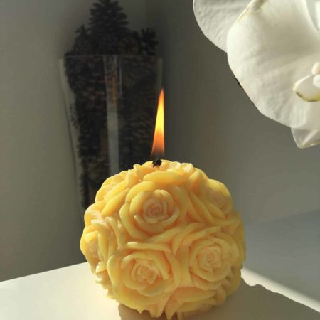 Bougie décorative fleur jaune cire végétale