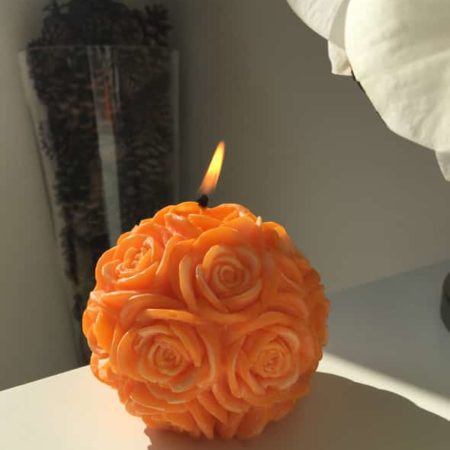 Bougie décorative fleur orange