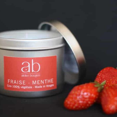 Bougie artisanale parfumée Fraise Menthe – Cire végétale