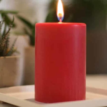 Bougie décorative cylindrique rouge en cire végétale
