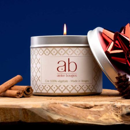 Bougie de Noël artisanale parfumée Motifs Pointillés Bordeaux